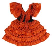 Kostým - Červeno-černé šaty s puntíky a třásněmi