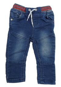 Tmavomodré teplákové rifle s úpletovým pasem Topomini