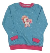 Modro-růžová puntíkatá mikina s poníkem 