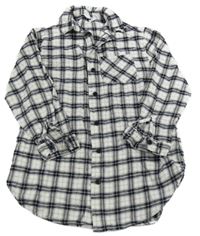 Bílo-béžvo-tmavomodrá kostkovaná flanelová košile Primark