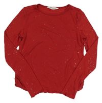Červené třpytivé crop triko H&M