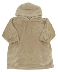 Béžová plyšová oversize mikina s kapucí Next