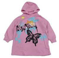 Růžová šatová mikina s graffiti a kapucí Next