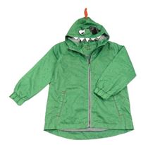 Zelená šusťáková vzorovaná jarní bunda s kapucí s příšerkou Kiki&Koko