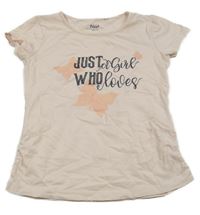 Světlerůžové tričko s nápisem a motýlky Yigga