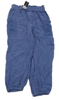 Nové - Tmavomodré mušelínové kalhoty Dunnes