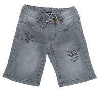 Světlešedé riflové teplákové kraťasy s nápisy Kiki&Koko