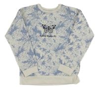 Bílo-světlemodrá vzorovaná mikina s motýlkem Primark