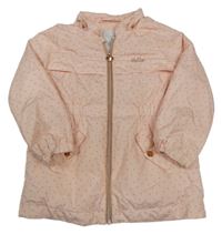 Růžová puntíkatá šusťáková podzimní parka Lindex