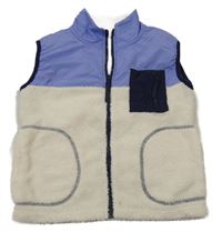 Bílo-modrá huňato/šusťáková vesta Primark