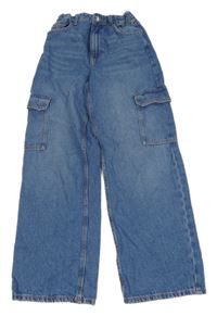 Modré široké cargo rifle Denim Co.