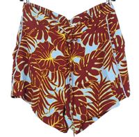 Dámské vínovo-světlemodré vzorované volné kraťasy H&M