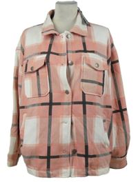 Nové - Dámská růžovo-bílo-černá kostkovaná košilová oversized bunda Boohoo Boohoo 