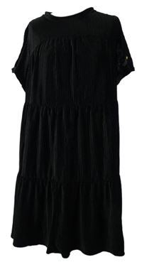 Dámské černé sametové žebrované šaty Simply Be