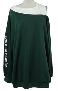 Dámská tmavozeleno-bílá mikina s nápisem Shein 