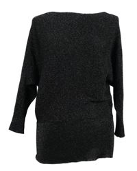 Dámský černo-stříbrný melírovaný volný svetr Soon 