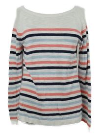 Dámský bílo-růžovo-modrý pruhovaný svetr GAP 