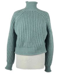 Dámský světlemodrý crop oversized svetr s rolákem H&M