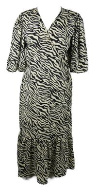 Dámské černo-béžové vzorované zavinovací midi šaty Wednesday´s Girl