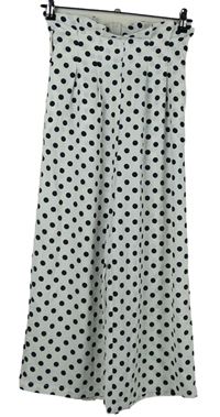 Dámské bílo-černé puntíkované culottes kalhoty 
