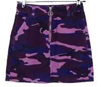 Dámská fialovo-růžovo-tmavomodrá army manšestrová sukně Topshop 