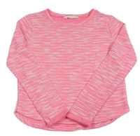 Neonově růžovo-bílé melírované úpletové triko H&M