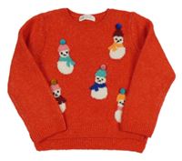 Červený svetr se sněhuláky H&M