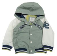 Khaki-šusťáková jarní bunda s nápisem a kapucí C&A