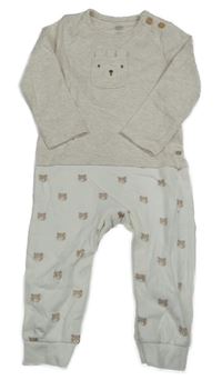 Světlebéžovo-bílý overal s medvídkem F&F