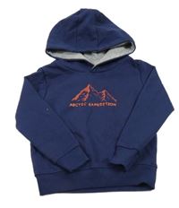 Tmavomodrá mikina s potiskem a kapucí Lupilu