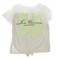 Bílé tričko se zeleno-černým nápisem H&M