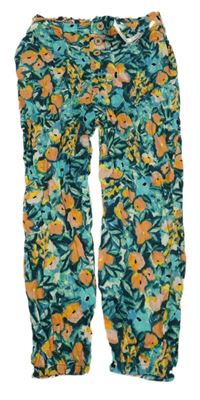 Nové - Zelené vzorované lehké kalhoty s květinami Primark