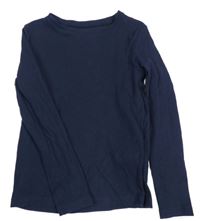 Tmavomodré žebrované triko H&M