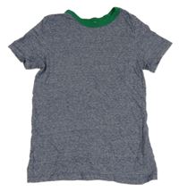 Šedé melírované tričko se zeleným lemem H&M