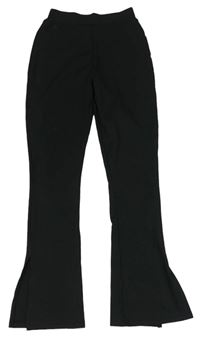 Černé žebrované flare kalhoty New Look