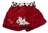 Malinové sametové sukňové kraťasy s dalmatinem Disney