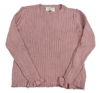 Růžový žebrovaný svetr H&M