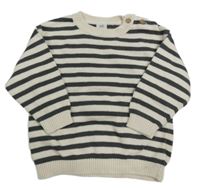 Béžofo-tmavozelený pruhovaný svetr H&M