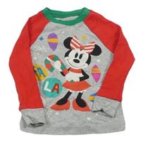 Šedo-červené pyžamové triko s Minnie Disney