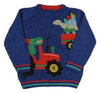 Modrý melírovaný svetr s dinosaury George