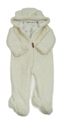 Smetanová chlupatá podšitá kombinéza s kapucí zn. F&F