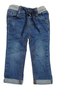 Modré rifle s úpletovým pasem 