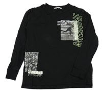 Černé triko s fotkou a nápisem H&M