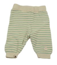 Béžovo-zelené pruhované pletené tepláky Topomini