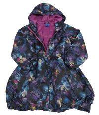 Černo-fialová šusťáková jarní parka s kapucí - Ledové království Disney