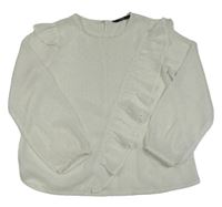 Bílo-zlatá puntíkatá šifonová halenka s volánky George