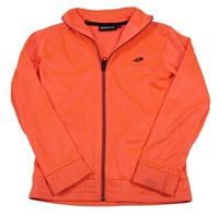 Neonově korálová sportovní propínací mikina s potiskem 