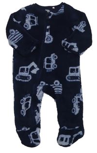 Tmavomodrý chlupatý overal s dopravními prostředky F&F