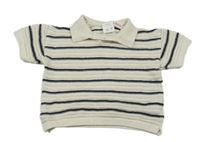 Béžovo-tmavomodré pruhované polo tričko Zara