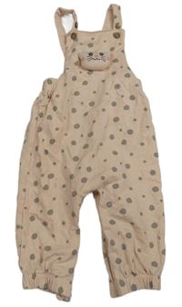 Světlepudrové puntíkaté laclové tepláky s 3D kočičkou M&Co